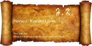Hencz Karmelina névjegykártya